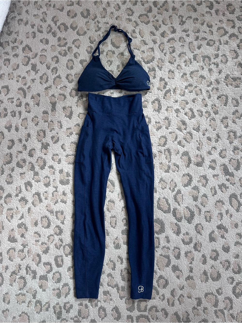 Bombshell High-Waist Navy Leggings & Matching Sports Bra Set